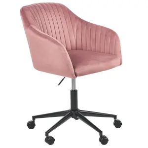 Beliani Modern Desk Chair Velvet Pink VENICE