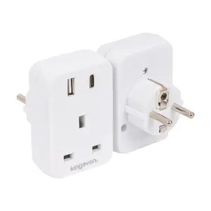 UK to EU Travel Adaptor with 2 USB Ports