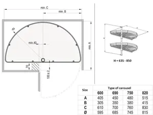 Half Carousel - Kitchen Storage System - 750, silver