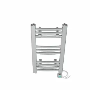 Right Radiators Prefilled Thermostatic Electric Heated Towel Rail Curved Bathroom Ladder Warmer - Chrome 600x300 mm