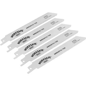 5 Pack of 150mm Reciprocating Saw Blades - 14 TPI for Cutting Iron and Steel Pipes