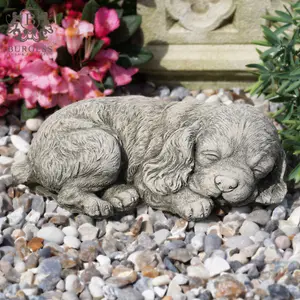 Spaniel Puppy Dog Stone  Animal Outdoor Garden Ornament British Made Sculpture