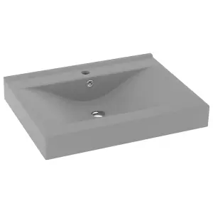 Berkfield Luxury Basin with Faucet Hole Matt Light Grey 60x46 cm Ceramic