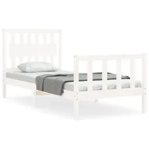 Berkfield Bed Frame with Headboard White 90x200 cm Solid Wood