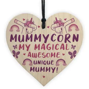 Novelty Mummy Gift For Birthday Christmas Wood Heart Unicorn Gift From Grandchildren