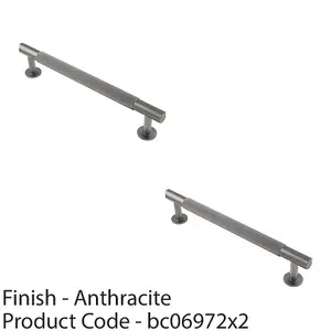 2 PACK - Reeded Lined Bar Door Pull Handle - 190mm x 13mm - 160mm Centres - Anthracite