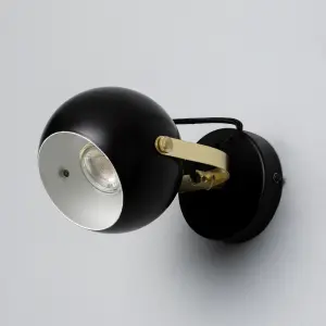 Litecraft Eyeball 1 Light Matte Black Adjustable Wall Light