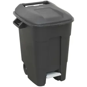 Durable 100 Litre Wheelie Bin with Foot Pedal and Easy-Move Wheels in Black