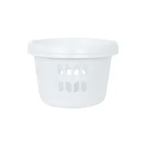 Wham 2 x Casa Plastic Round Laundry Basket Ice White