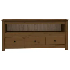 Berkfield TV Cabinet Honey Brown 114x35x52 cm Solid Wood Pine