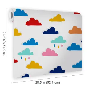 Joules Multicolour Rainbow cloud Smooth Wallpaper