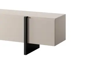 TV Cabinet Beige Black Entertainment Unit 160cm Stand Handleless Cashmere Modern Kiznie