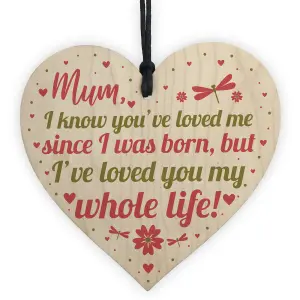 Red Ocean Mummy Mum Gifts For Daughter And Son Wooden Heart Birthday Christmas Gift Keepsake