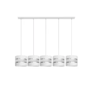 Luminosa Helen Straight Bar Pendant Ceiling Light White, Silver 115cm