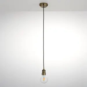 Antique brass effect E27 Cable light set (L)1500mm