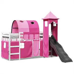 Berkfield Kids' Loft Bed with Tower Pink 80x200 cm Solid Wood Pine