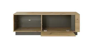 Elegant Oak Artisan & Graphite TV Cabinet H460mm W1380mm D400mm with Storage