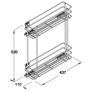 Silver Soft-close 15cm Pull-out storage For 150mm cabinet