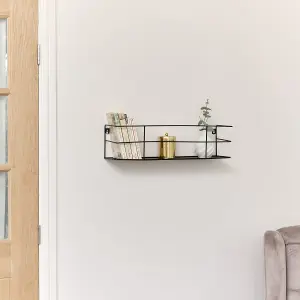 Melody Maison Black Metal Wire Wall Shelf - 56cm