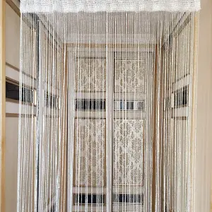 String Curtain Panel Spaghetti Tassel Curtain, 200cm x 90cm - Beige