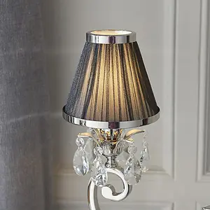 Luminosa Oksana 2 Light Twin Table Lamp Polished Nickel Plate with Black Shades, E14