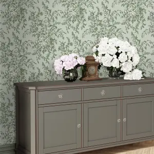 Laura Ashley Picardie Sage Floral Smooth Wallpaper