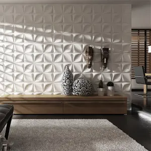 12 Pcs White Texture PVC Decorative 3D Wall Panel for Living Room, Bedroom, Interior Home Wall Decor