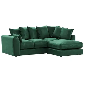 Brooklyn Plush Velvet 3 to 4 Seater L Shaped Corner Sofa Green Right Hand Facing