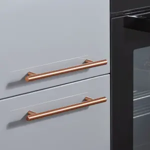 GoodHome Annatto Copper effect Kitchen cabinets Bar Pull Handle (L)22cm (D)32mm, Pack of 2