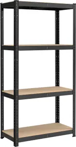 SONGMICS 4-Tier Shelving Unit, Steel Shelving Unit for Storage, Boltless Assembly, for Garage, Shed, Black