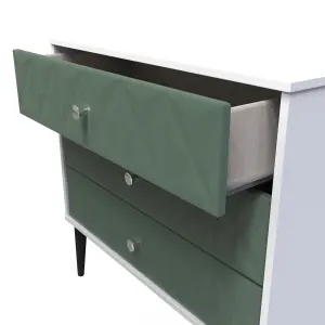 Toledo 3 Drawer Chest in Labrador Green & White (Ready Assembled)