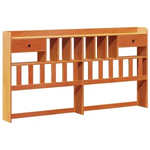 Berkfield Bookcase Bed without Mattress Wax Brown 180x200 cm Super King Solid Wood Pine