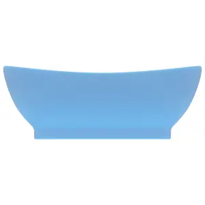 Berkfield Luxury Basin Overflow Oval Matt Light Blue 58.5x39 cm Ceramic