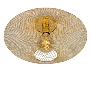 Lucide Mesh Modern Flush Ceiling Light 45cm - 1xE27 - Matt Gold, Brass