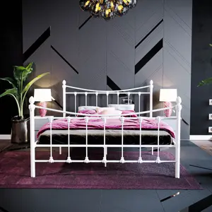 Vida Designs Paris White 4ft6 Double Metal Bed Frame, 190 x 135cm