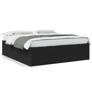 Berkfield Bed Frame without Mattress Black 180x200 cm Super King