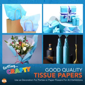 20pk Blue Tissue Paper for Wrapping Gifts, 66cm x 50cm Blue Tissue Paper Sheets for Packaging Biodegradable Tissue Paper Blue