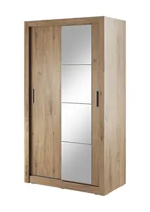 Lux V Compact Oak Shetland Sliding Door Wardrobe (H2150mm W1200mm D600mm) with Customisable Interior - Ideal for Small Spaces