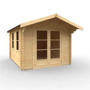 12ft x 10ft (3550mm x 2950mm) Horsforth "The Topeka Plus" 44mm Log Cabin With 2 Opening Window