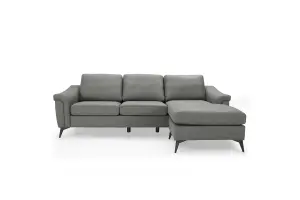 Emma 3 Seater Sofa With Chaise, Grey Air Leather