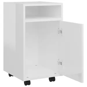 Berkfield Side Cabinet with Wheels High Gloss White 33x38x60 cm Engineered Wood