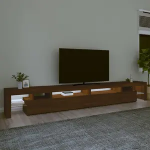 Berkfield TV Cabinet with LED Lights Brown Oak 290x36.5x40 cm