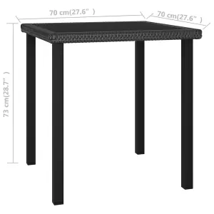 Berkfield Garden Dining Table Black 70x70x73 cm Poly Rattan