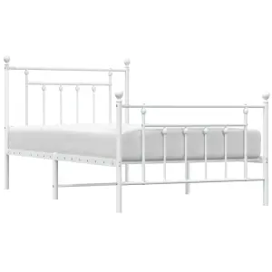 Berkfield Metal Bed Frame with Headboard and Footboard White 100x190 cm