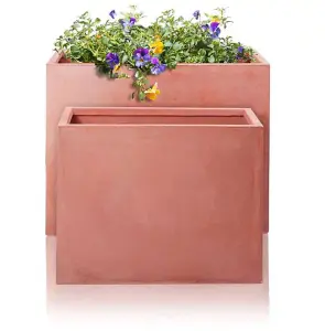 60cm Terracotta Fibrecotta Tall Trough Planter