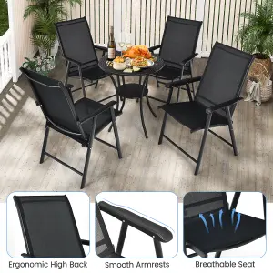 Costway Set of 2 Folding Chairs Outdoor Dining Garden Chairs Armchair with Armrests