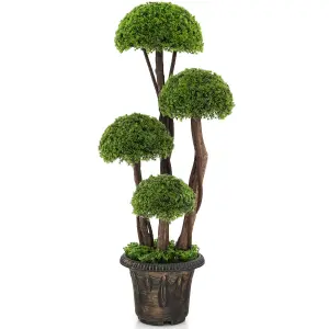 Costway Artificial  Topiary Ball Plant with Rattan Trunk Decor Tree