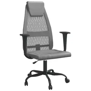 Berkfield Office Chair Grey Mesh Fabric and Faux Leather