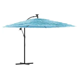 Berkfield Garden Parasol with Steel Pole Blue 269x269x235 cm