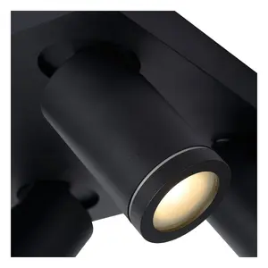 Lucide Taylor Modern Ceiling Spotlight Bathroom - LED Dim to warm - GU10 - 4x5W 2200K/3000K - IP44 - Black